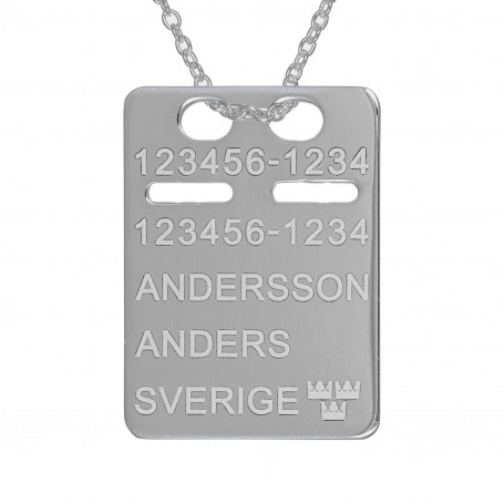 ID-bricka silver med gravyr, kedja ingår 1-11-0044-1K 630,00 kr Halsband med gravyr