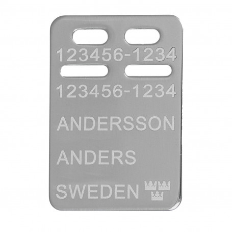 Stor ID-bricka silver 19 x 27 med gravyr 1-11-0068 495,00 kr Hem